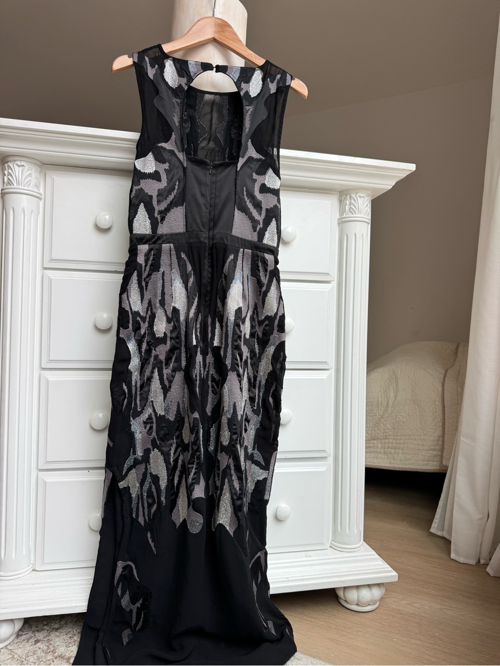 REISS Zuma Black Silver Embroidered Maxi Dress – Size US 4 / UK 8 / EU 36 - Picture 8 of 14